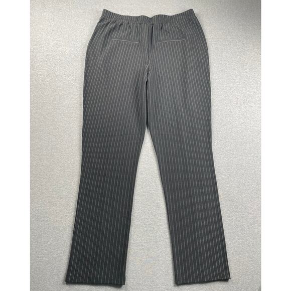 Noisy May Pants Womens XL Gray Pinstripe High Waist Pull On Split Hem Trousers - Picture 2 of 16